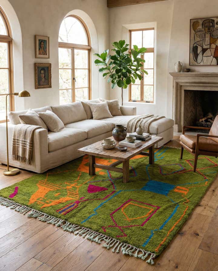 6' 10 x 9' 4 Hand Knotted Moroccan Wool Rug