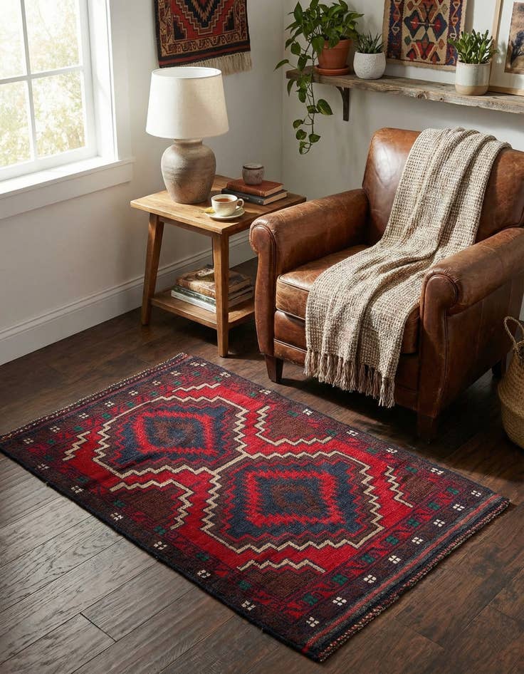 Detail image of 2' 10 x 4' 7  Hand Knotted Balouch Persian Wool Rug