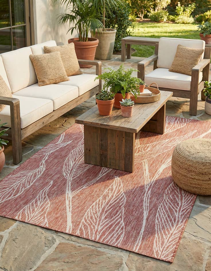 Detail image of 5' 3 x 8' Easy-Clean Botanical Indoor / Outdoor Rug