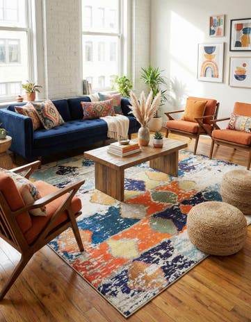 9' 10 x 9' 10 Washable Vivid Square Rug