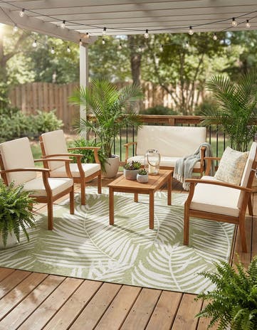 7' 10 x 7' 10 Easy-Clean Botanical Indoor / Outdoor Square Rug