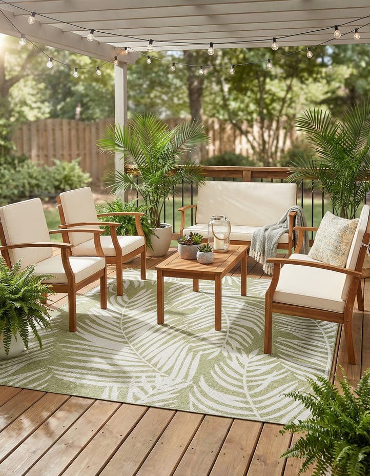 7' 10 x 7' 10 Easy-Clean Botanical Indoor / Outd...