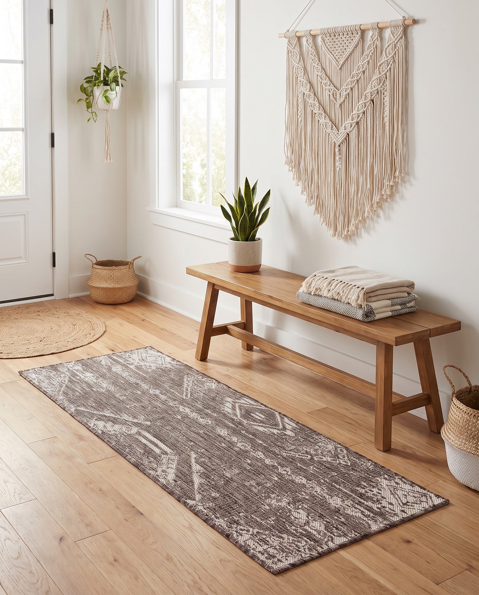 2' x 5' 3 Easy-Clean Bohemian Indoor / Outdoor Runner Rug