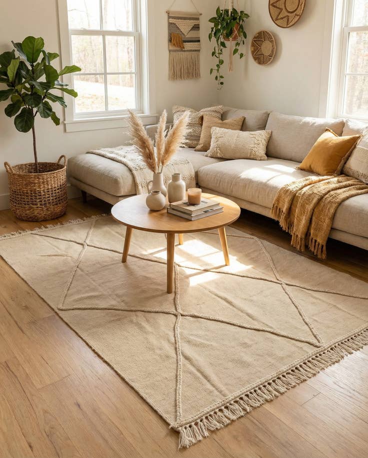 Detail image of 4' 8 x 6' 10 Hand Knotted Moroccan Wool Rug