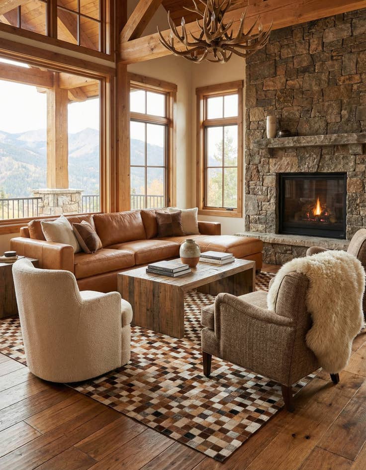 Detail image of 5' 1 x 7' 10 Cowhide Stocks Rug