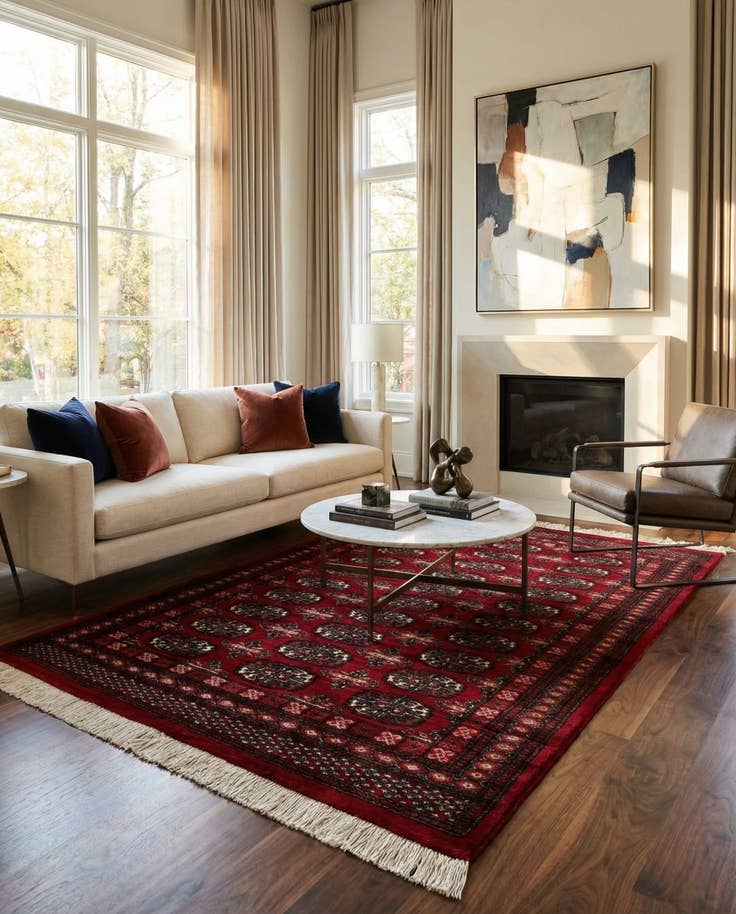 Detail image of 4' 2 x 6' 3 Torkaman Wool Rug
