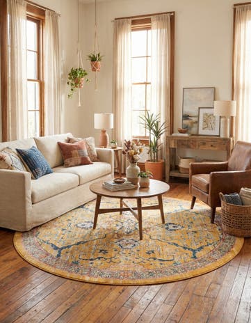 Yellow Lola Round Rug