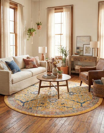 Yellow Lola Round Rug