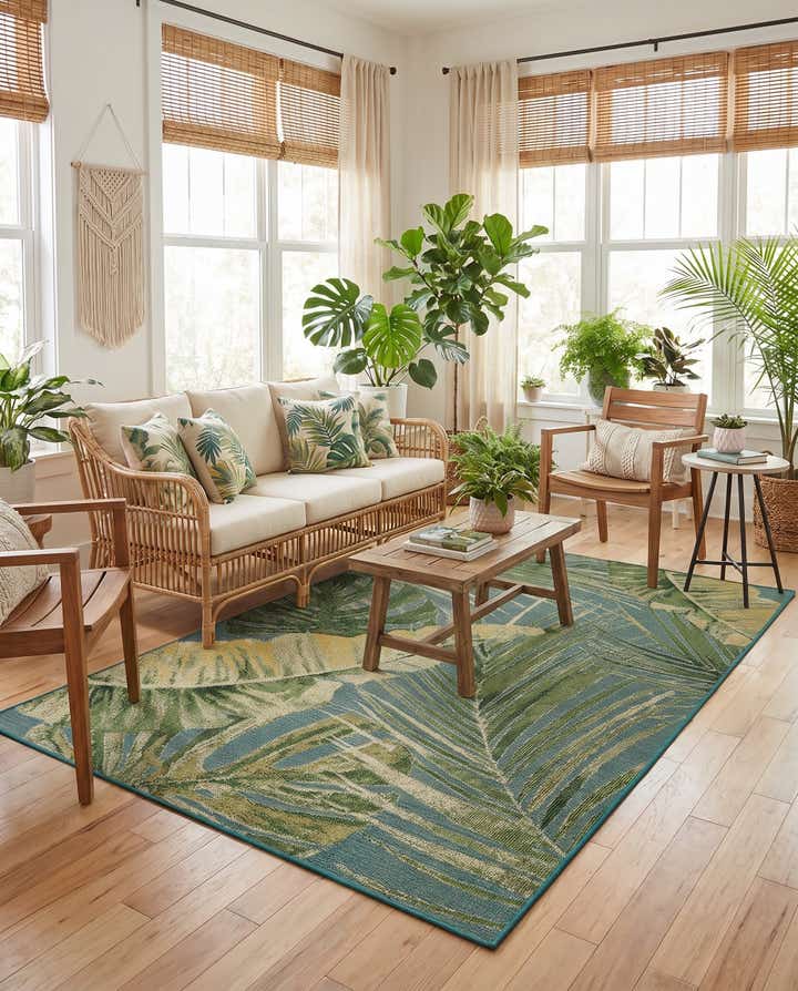 6' x 9' Easy-Clean Botanical Indoor / Outdoor Rug