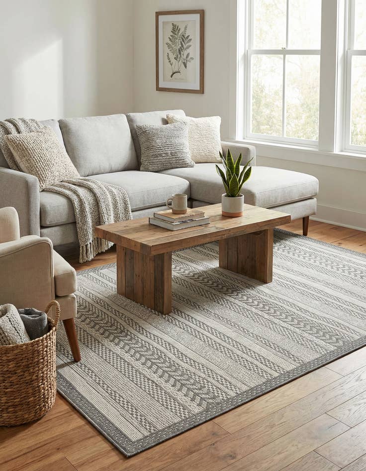 Detail image of 4' x 6'  Washable Border Indoor / Outdoor Rug