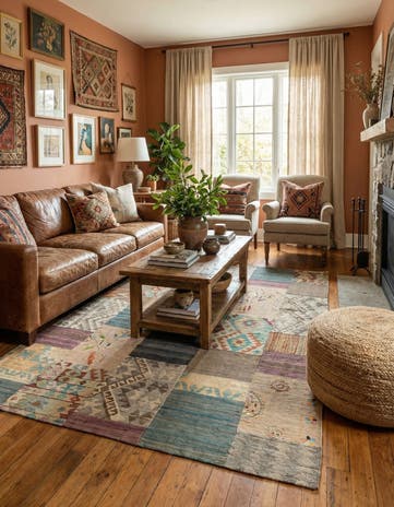 6' x 8' 2 Hand Woven Kilim Patchwork Wool Rug