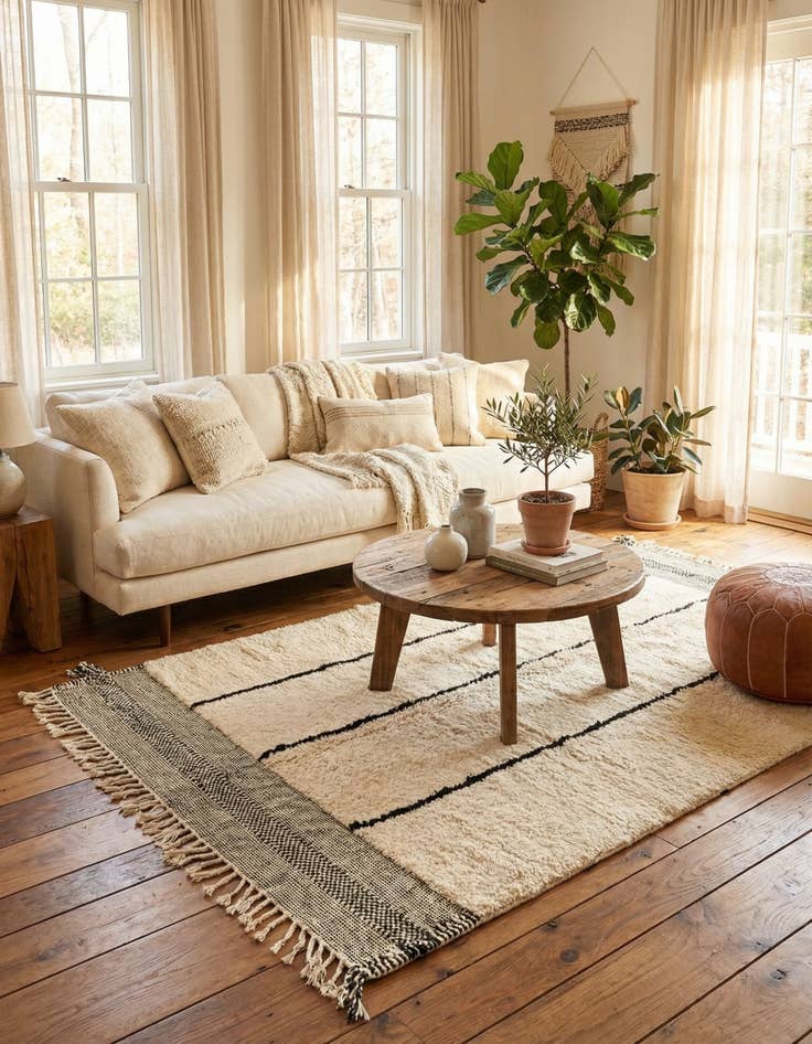 Detail image of 5' 4 x 8' 9  Hand Knotted Moroccan Wool Rug