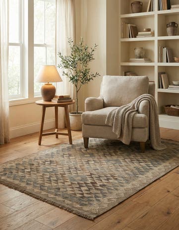 3' 10 x 5' 10 Hand Woven Kilim Maymana Wool Rug