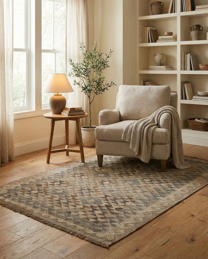 3' 10 x 5' 10 Hand Woven Kilim Maymana Wool Rug