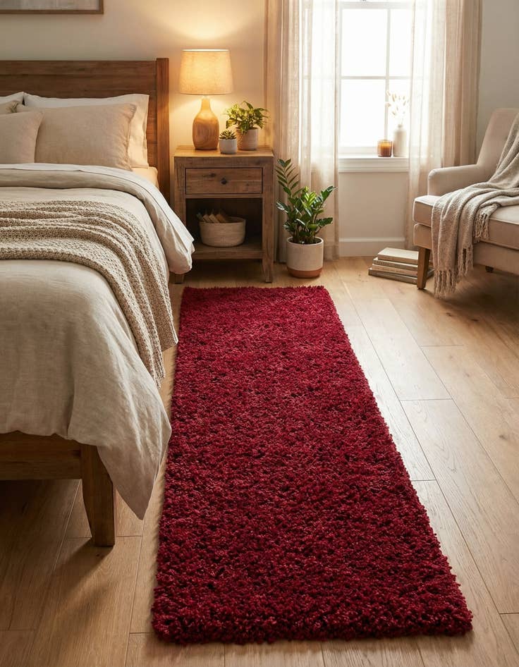 Detail image of  2' 7 x 10' Solid Shag Runner Rug