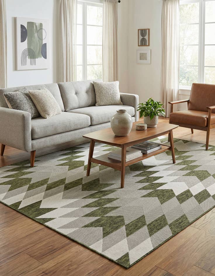 Detail image of  6' x 9'  Washable Modern Indoor / Outdoor Rug