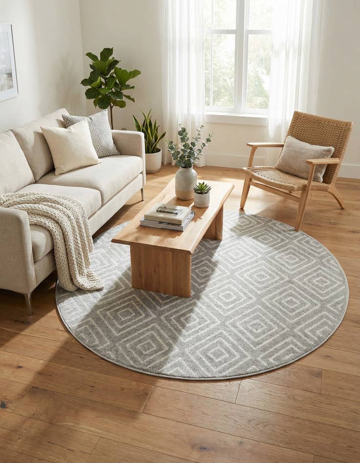 Detail image of 5' x 5' Easy-Clean Sabrina Soto Indoor / Outdoor Round Rug
