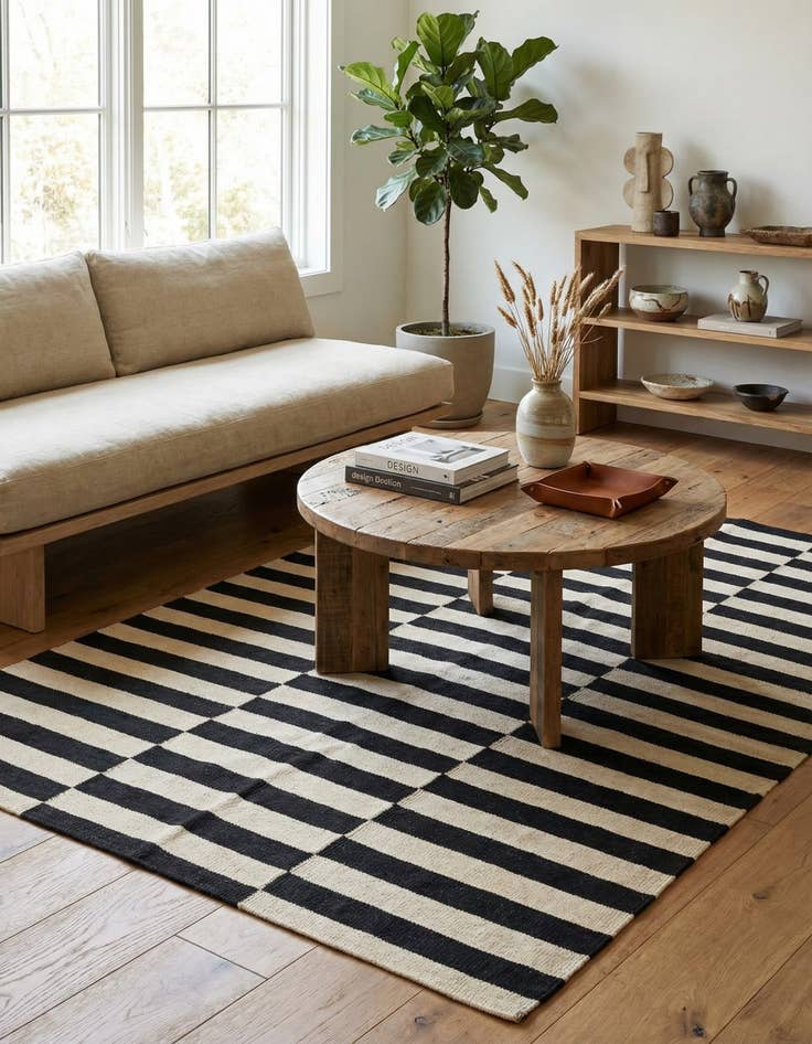 Detail image of 4' 2 x 5' 10  Hand Woven Kilim Modern Wool Rug