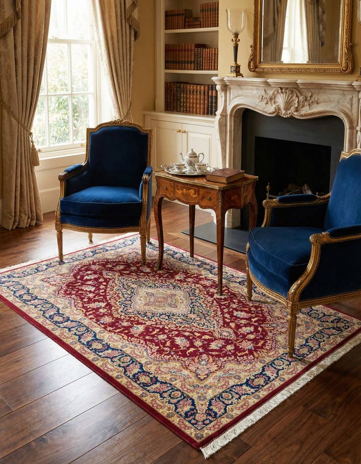 Detail image of 3' 3 x 4' 11 Ghom Silk Rug