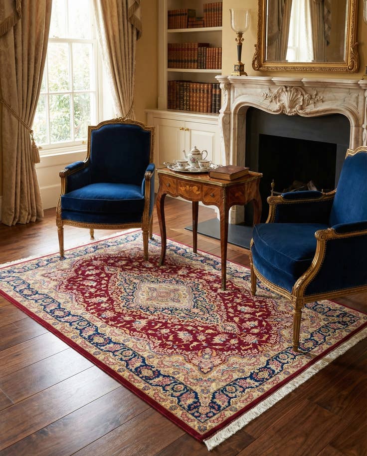Detail image of 3' 3 x 4' 11 Ghom Silk Rug