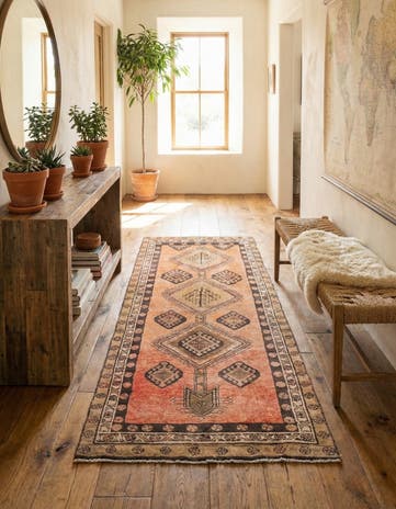3' 7 x 8' 4 Hand Knotted Ultra Vintage Persian Wool Runner Rug