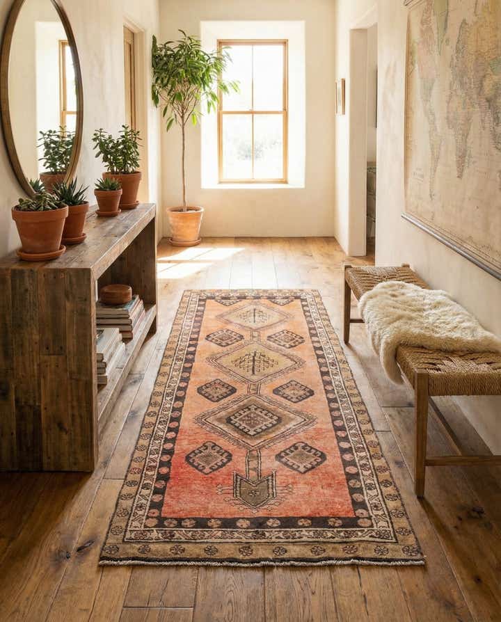 3' 7 x 8' 4 Hand Knotted Ultra Vintage Persian Wool Runner Rug