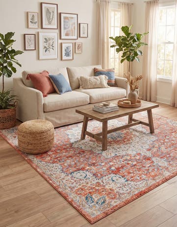 Red Newport Square Rug