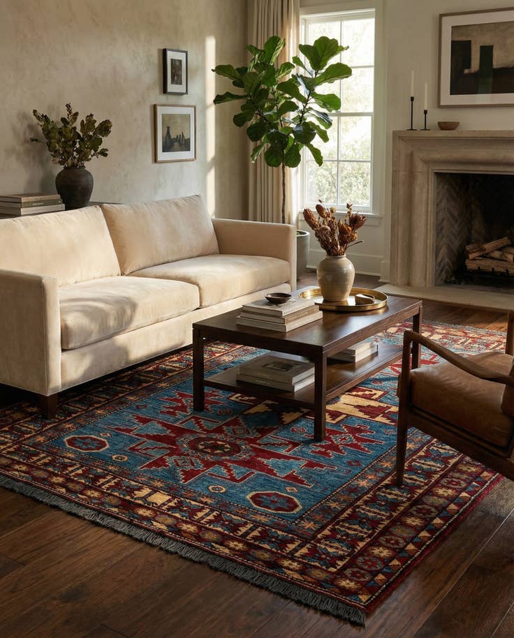 Detail image of 5' 3 x 6' 6 Hand Knotted Kazak Wool Rug