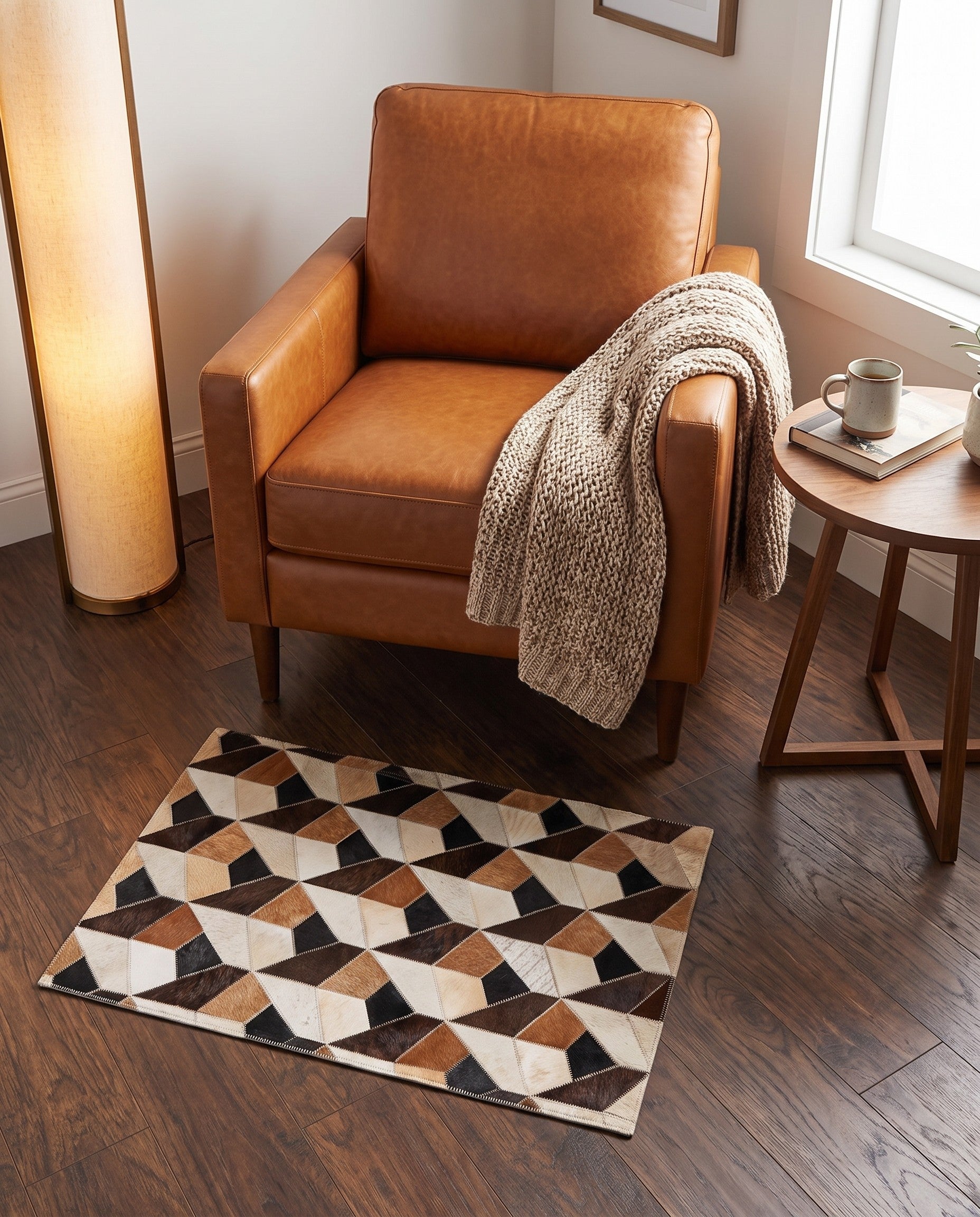 2' x 3' Cowhide Leather Rug