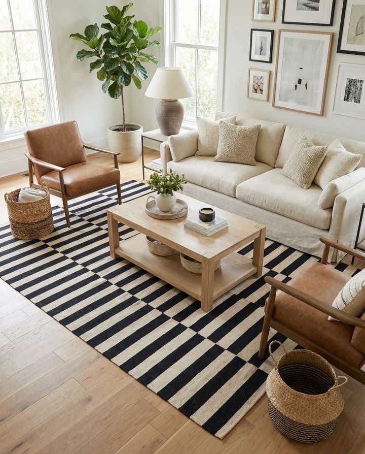 5' x 6' 4 Hand Woven Kilim Modern Wool Rug