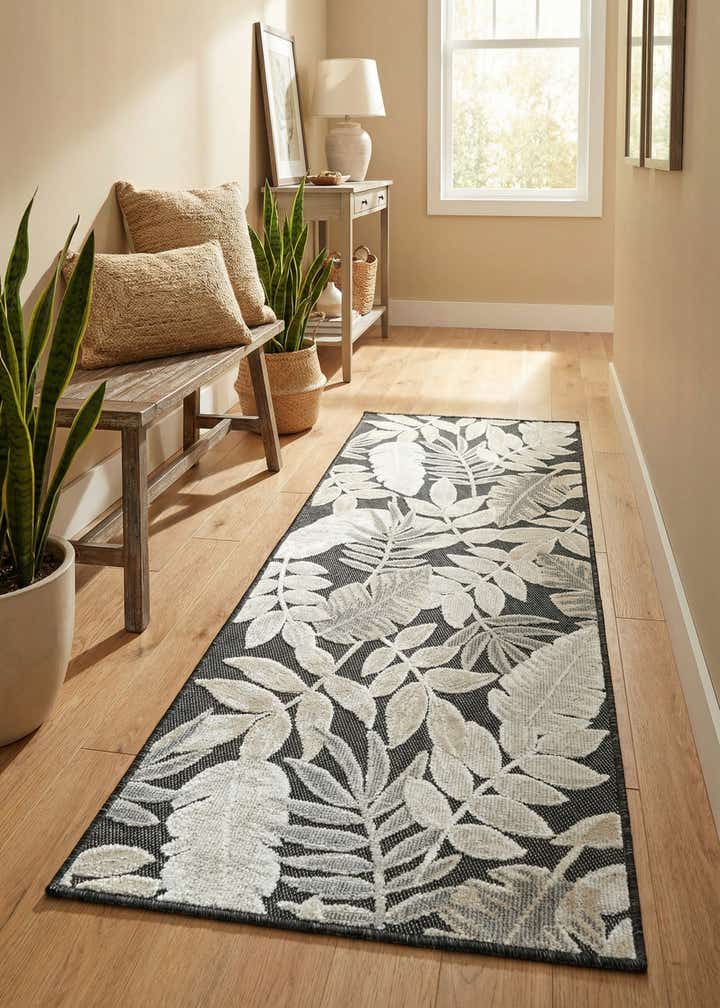 2' 2 x 6' Easy-Clean Botanical Indoor / Outdoor Runner Rug