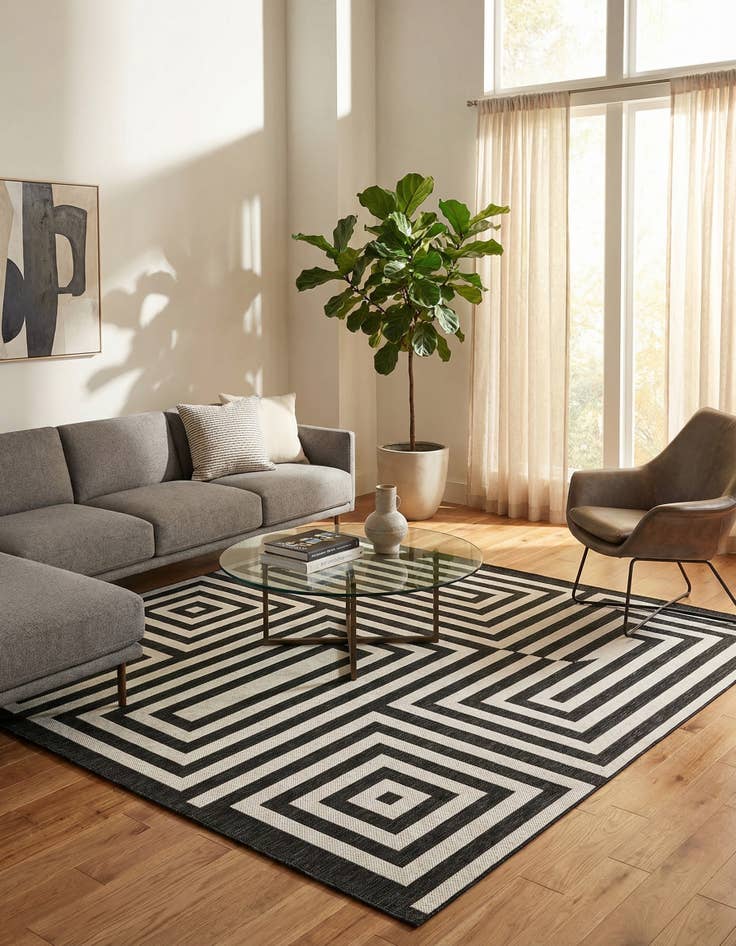 Detail image of  10' x 10'  Washable Modern Indoor / Outdoor Square Rug