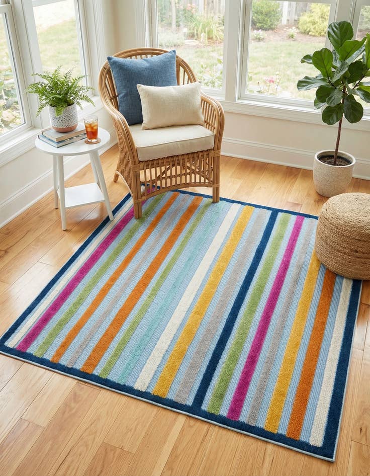 Detail image of 5' 3 x 5' 3  Washable Aruba Indoor / Outdoor Square Rug