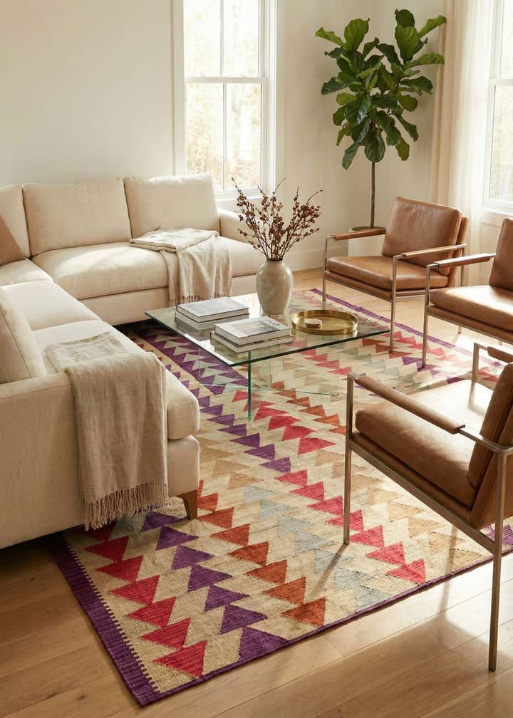 6' 8 x 9' 8 Hand Woven Kilim Modern Wool Rug