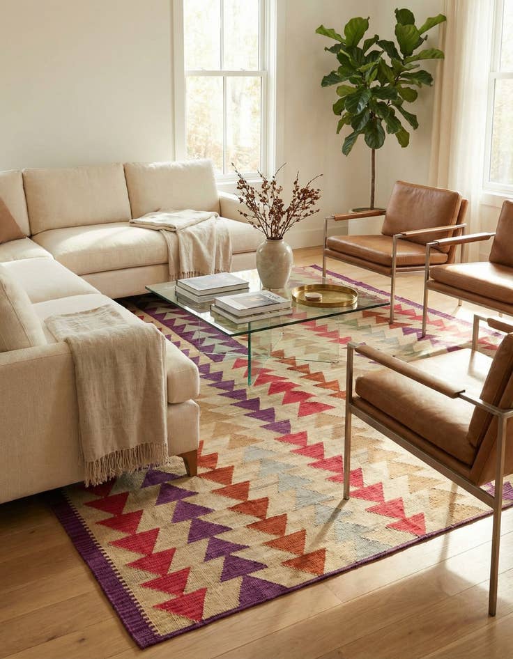 Detail image of 6' 8 x 9' 8 Hand Woven Kilim Modern Wool Rug