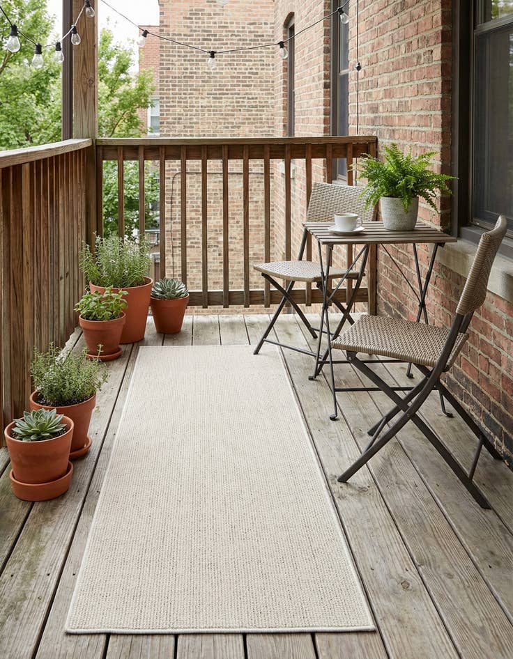 Detail image of 2' x 6' 1  Washable Solid Indoor / Outdoor Runner Rug