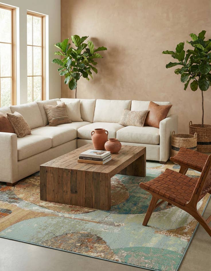 Detail image of 10' x 10'  Washable Modern Indoor / Outdoor Square Rug