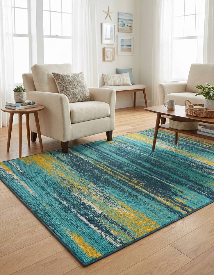 Detail image of 4' x 6'  Washable Coastal Indoor / Outdoor Rug