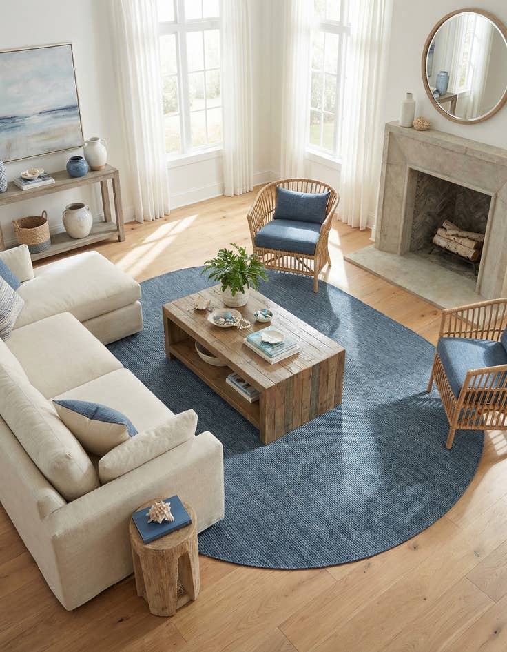 Detail image of 7' 10 x 10' Easy-Clean Solid Indoor / Outdoor Oval Rug