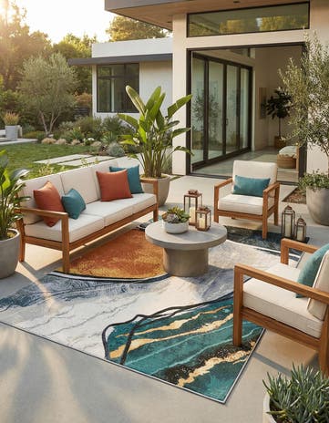 5' 3 x 8' Easy-Clean Modern Indoor / Outdoor Rug
