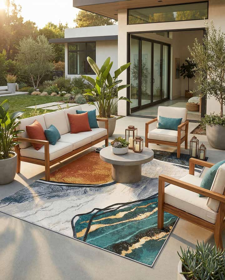 5' 3 x 8' Easy-Clean Modern Indoor / Outdoor Rug