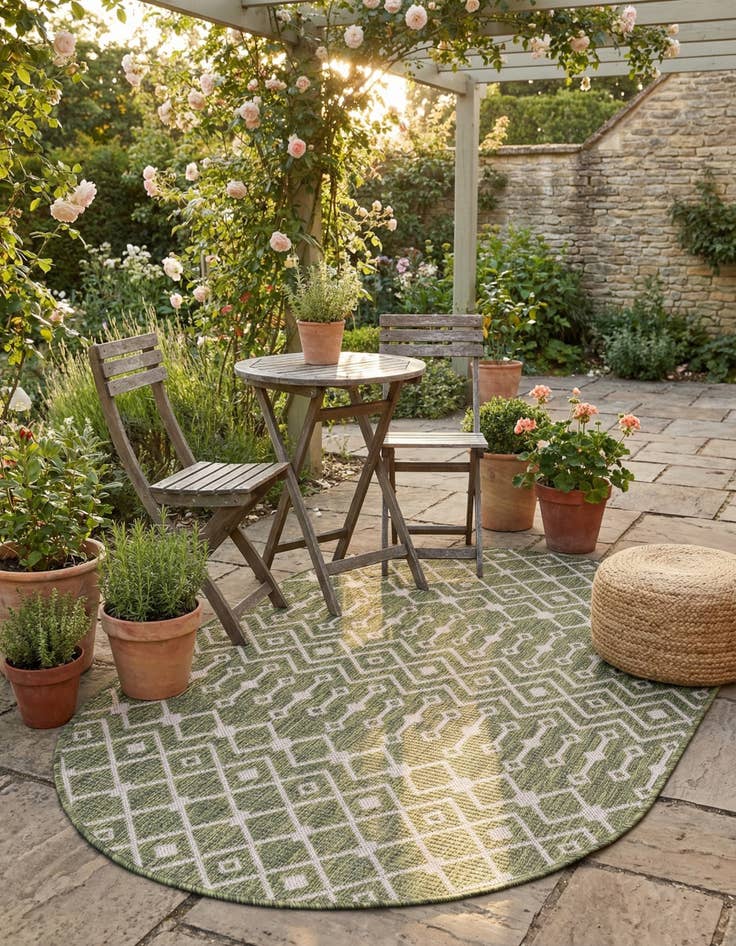 Detail image of 3' x 5' 3  Washable Trellis Indoor / Outdoor Oval Rug