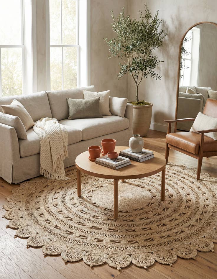 Detail image of  7' 10 x 7' 10  Hand Braided Jute Round Rug