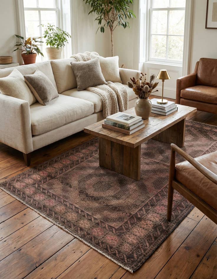 Detail image of 3' 9 x 6' 8  Hand Knotted Ultra Vintage Persian Wool Runner Rug