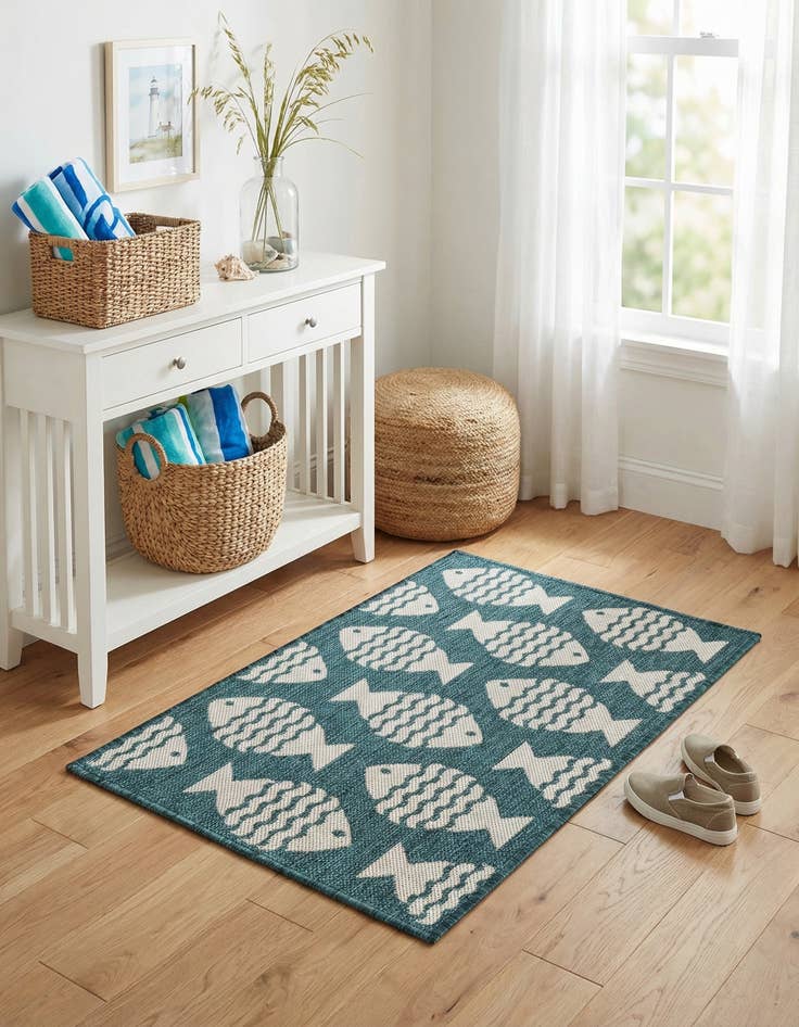 Detail image of 2' x 3'  Washable Coastal Indoor / Outdoor Rug