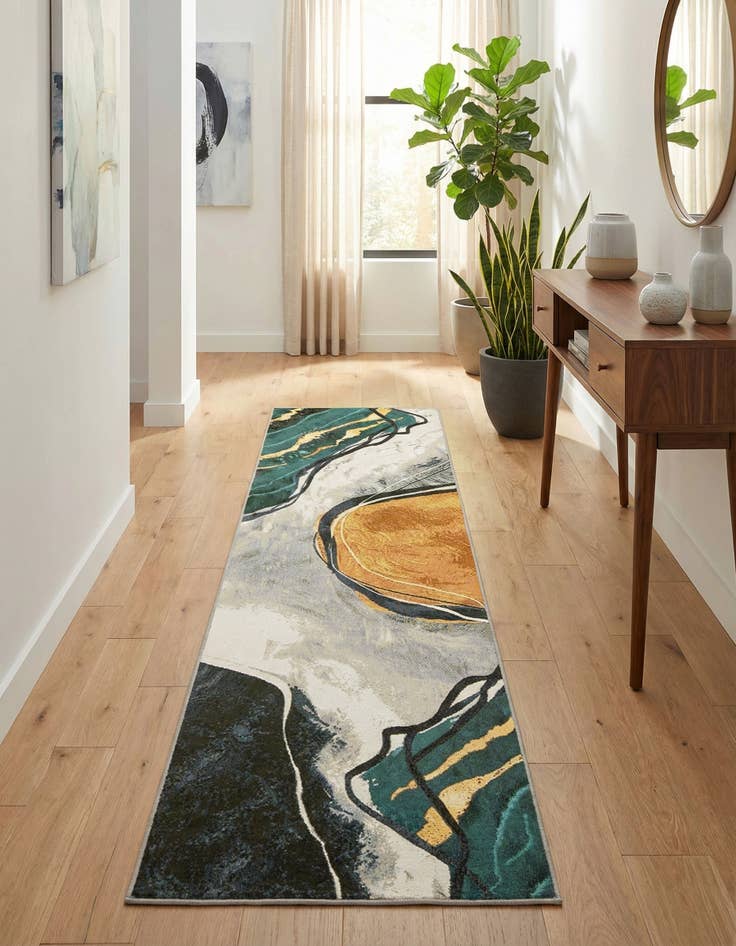 Detail image of 2' 7 x 12' Easy-Clean Modern Indoor / Outdoor Runner Rug