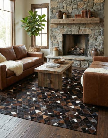 4' 11 x 7' 10 Cowhide Stocks Rug