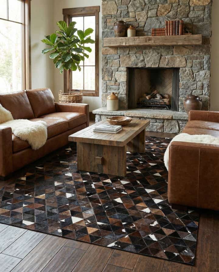 4' 11 x 7' 10 Cowhide Stocks Rug