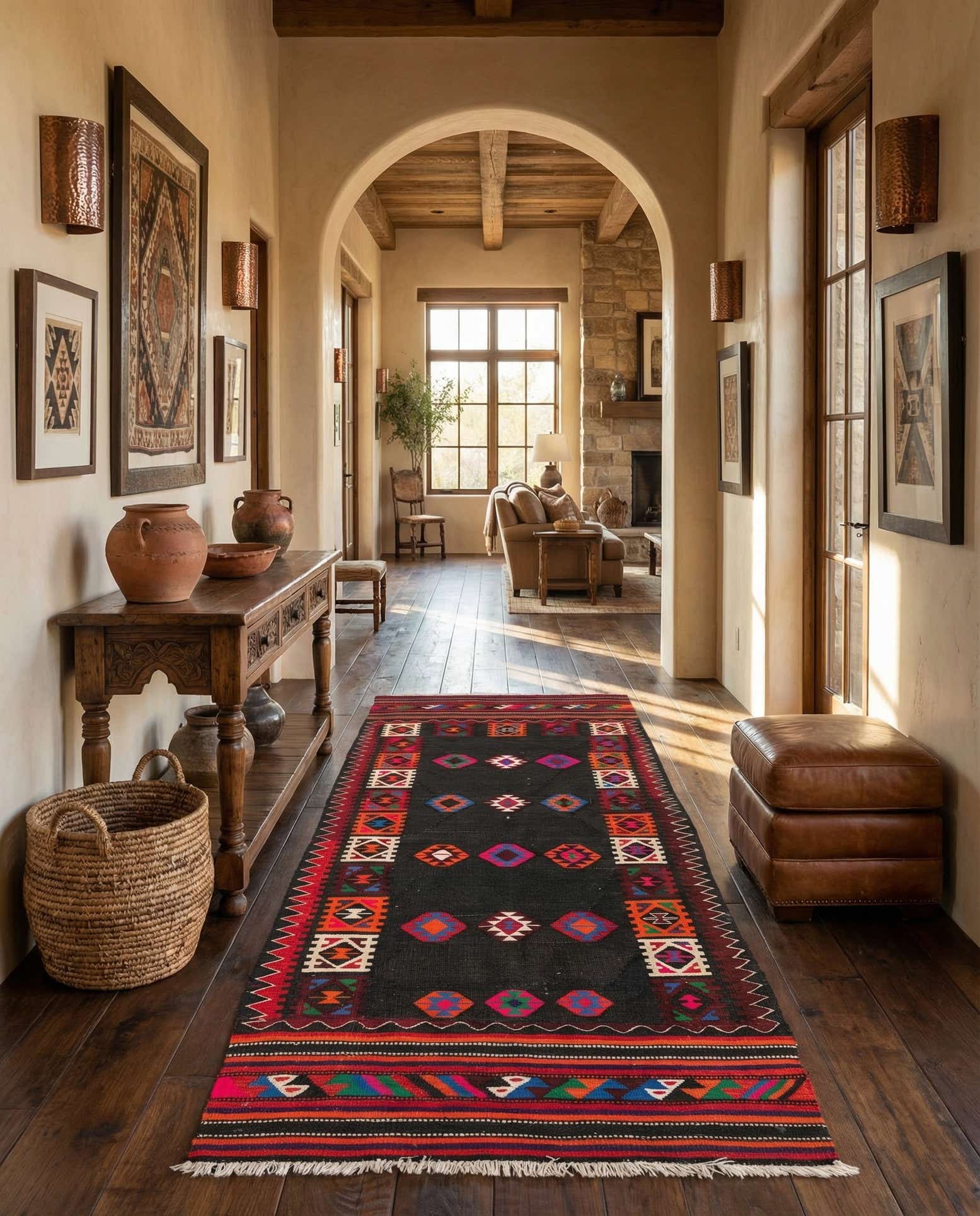 3' 4 x 7' 10 Hand Woven Kilim Fars Wool Runner Rug