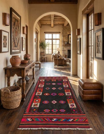 3' 4 x 7' 10 Hand Woven Kilim Fars Wool Runner Rug